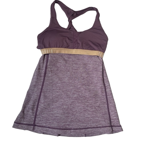 Lululemon Spin Me Twist Back Workout Tank Heathered Purple Women’s Size 6 - Picture 5 of 7